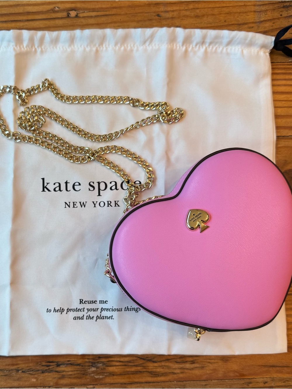 kate spade Pink Heart Mini Crossbody with Gold Chain